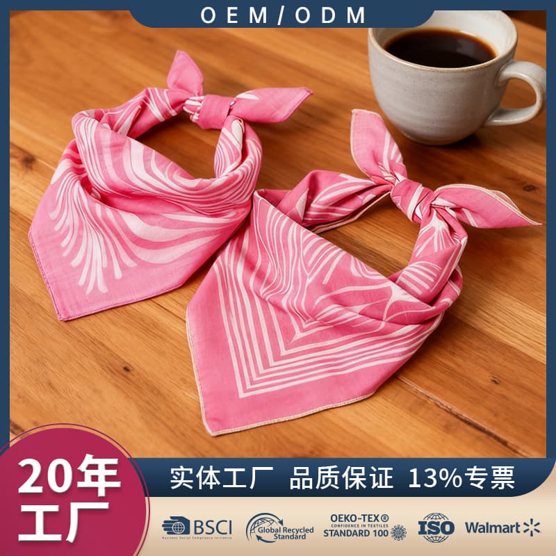 Cross-border factory custom hot-selling pure cotton headscarf, small square scarf, gift wrap cloth, vintage street neckerchief