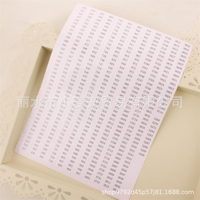 Cross-stitch tool number stickers for thread organization, blank label tags for color codes and numbering