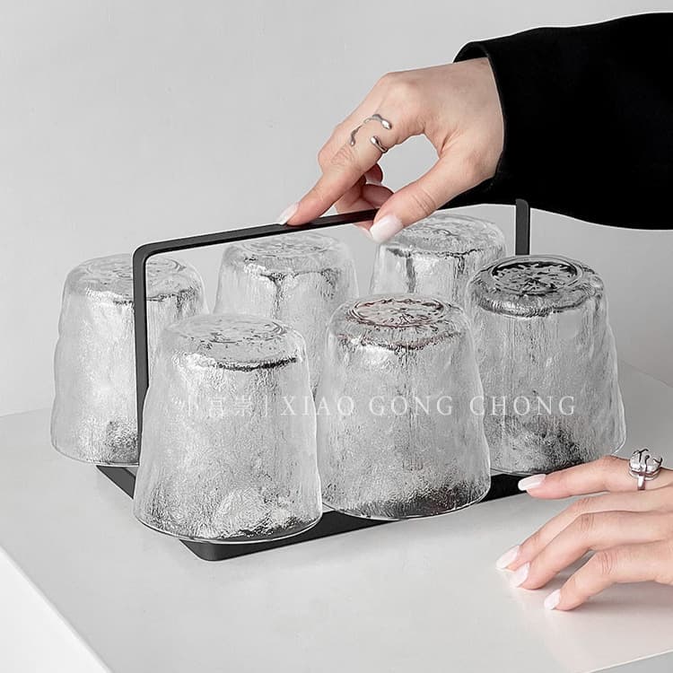 Glacier Glass Cup Set for Home Living Room Water Tumbler Set Premium Household Hospitality Cup Set Juice Cup Tea Cup Wine Glass