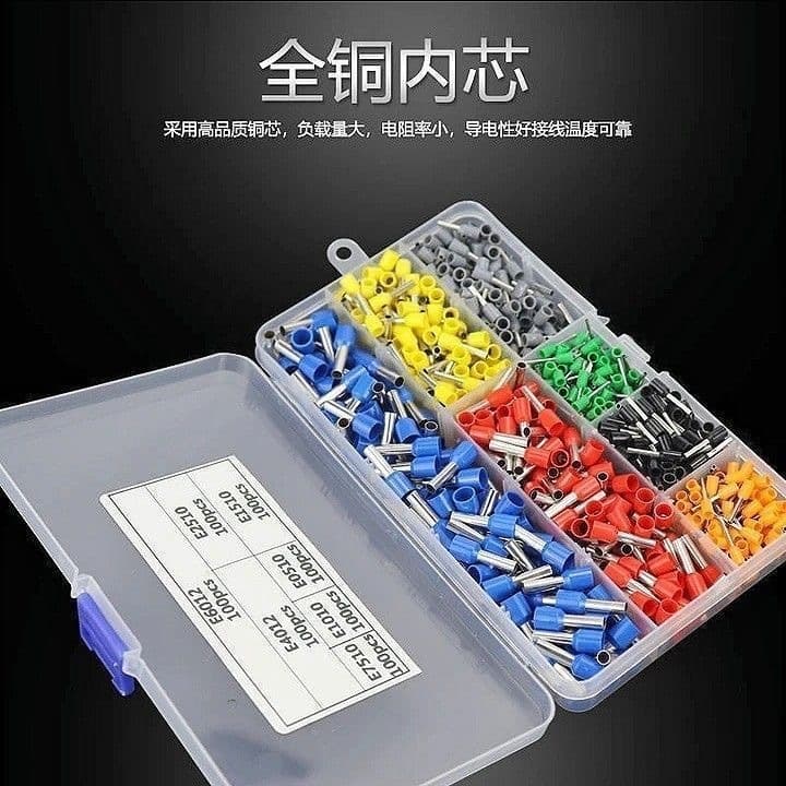 VE tubular cold-press terminal set, copper terminal storage box, wire connectors, crimping tool, switch panel