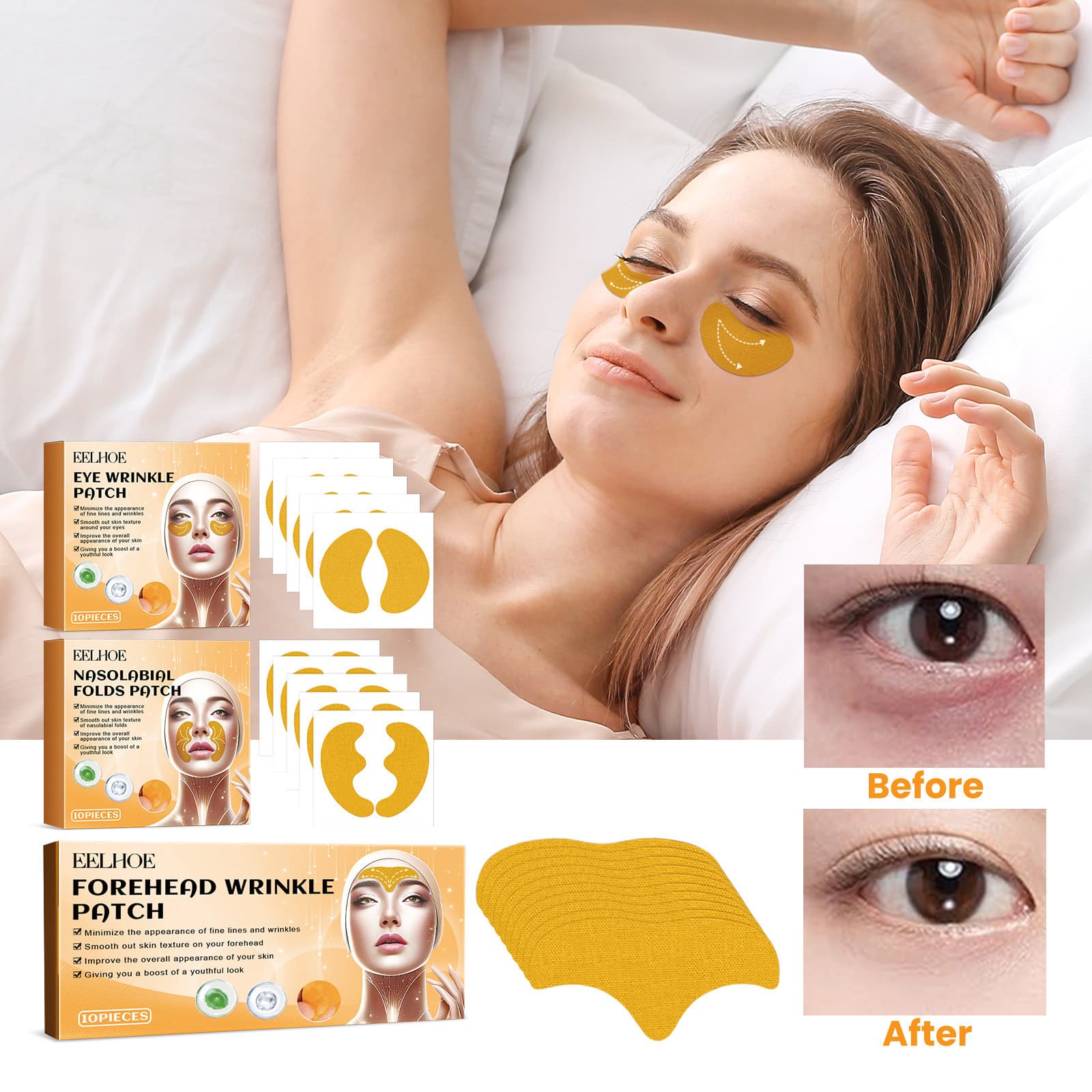 Cross-border EELHOE Forehead Wrinkle Firming Patch Nasolabial Fold Patch Eye Mask Moisturizing Hydrating Eye Mask Patch In Stock