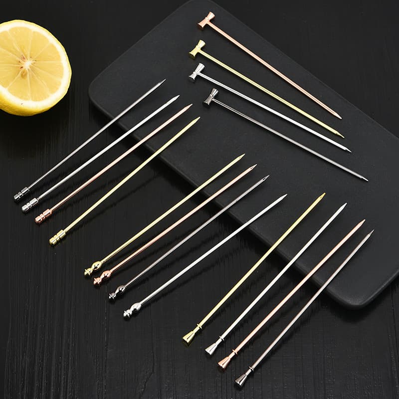 Manufacturer 304 Stainless Steel Beaded Fruit Platter Skewers Cartoon Bar Creative Fruit Pin Tools Cocktail Picks