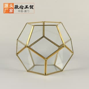 Polyhedron Glass Terrarium Ornament Soccer Ball Shape Decoration Succulent Micro Landscape Ecological Tank Container 16006
