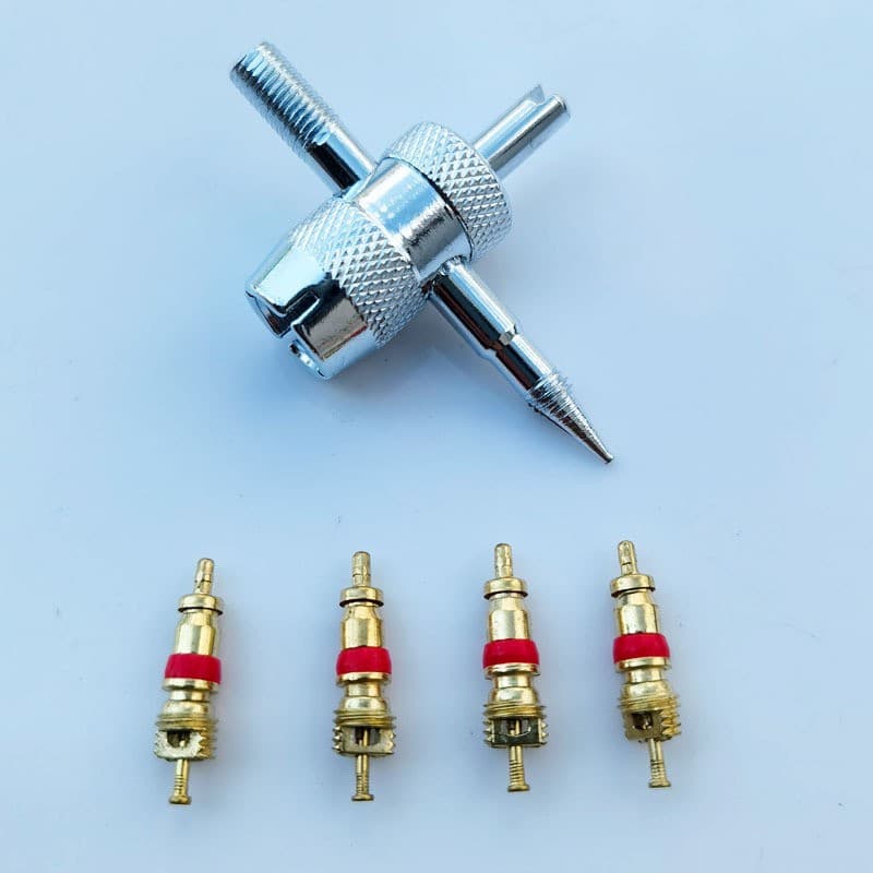 Supply Tire Valve Core Wrench Set, Four-in-One Valve Repair, Installation, and Removal Tool Key for Electric Vehicles