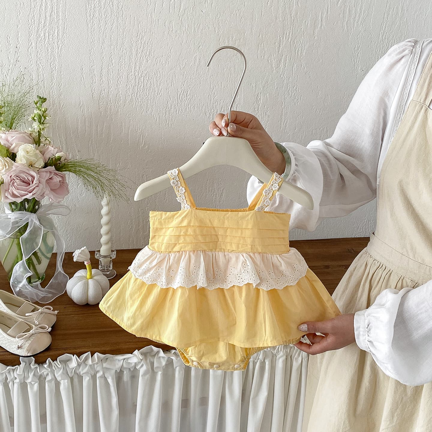 Dianxi infant summer new simple suspender dress baby girl casual cool sweet one-piece triangle crawl