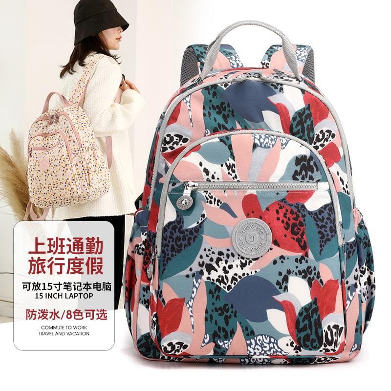 Large-capacity water-repellent nylon women's bag casual portable small backpack women's travel outdoor backpack printed design