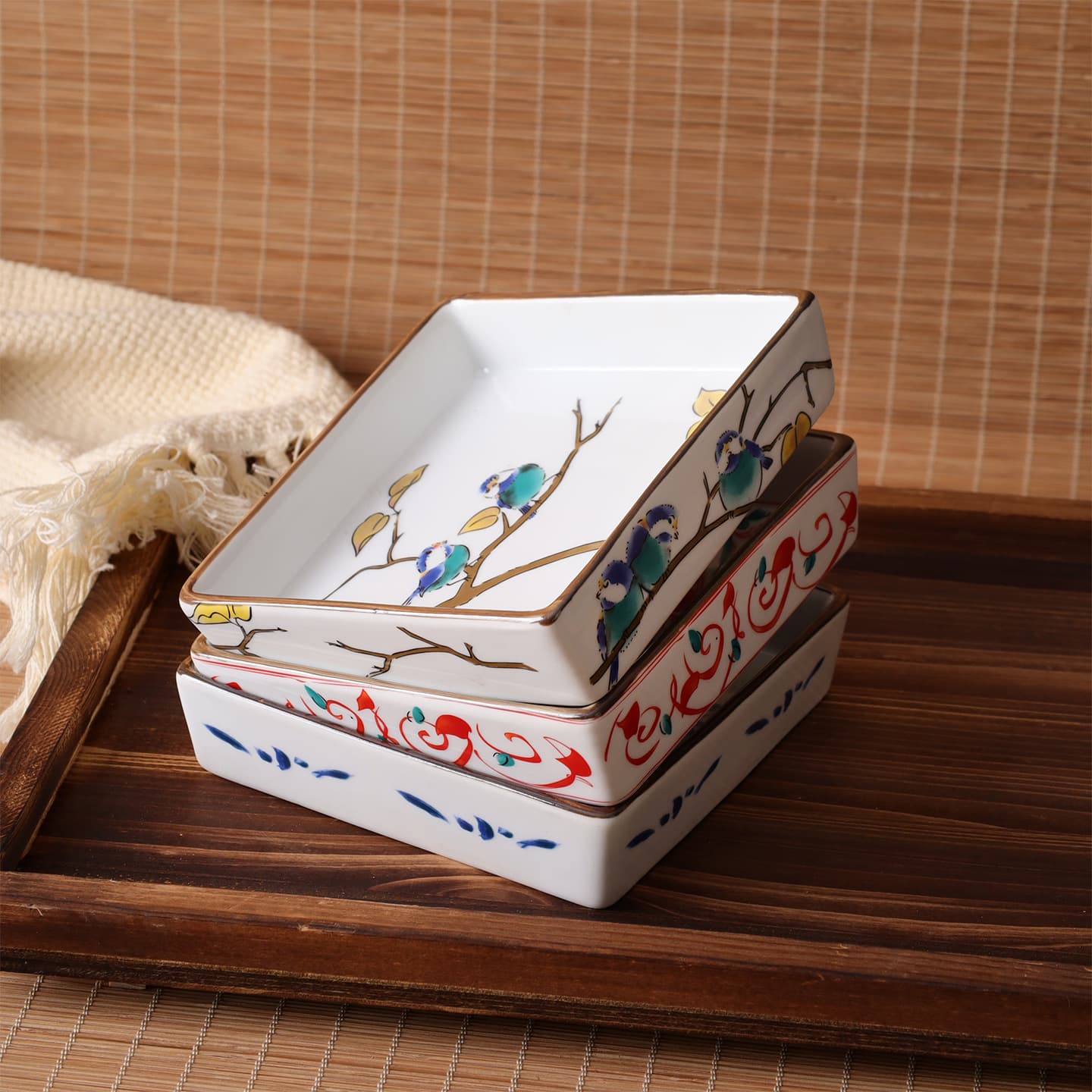 Japanese Tempura Plate Square Ceramic Fried Food Plate Snack Dish Omakase Sashimi Plate Square Plate