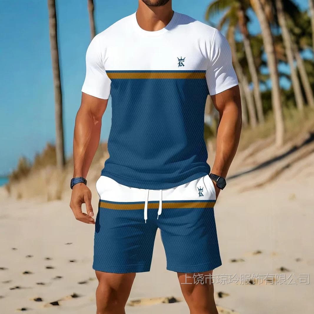 Cross-border Men's Short Sleeve Shorts Set Casual Sportswear 3D Print Bestseller Drop Shipping