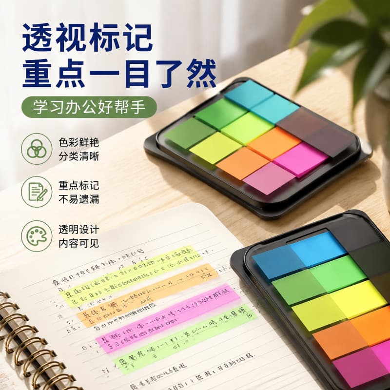Transparent color index stickers student notes key paging instructions stickers office classification fluorescent label stickers can be written