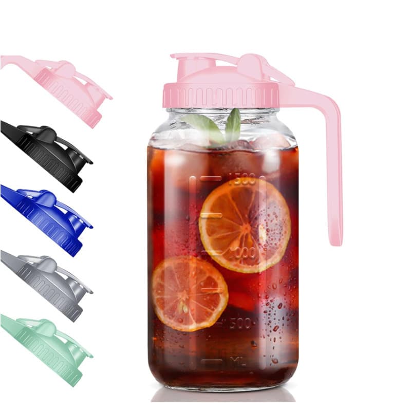 Amazon 64oz Mason jar water pitchers, beverage bottles, 32oz graduated glass beverage bottle sets with coffee filters