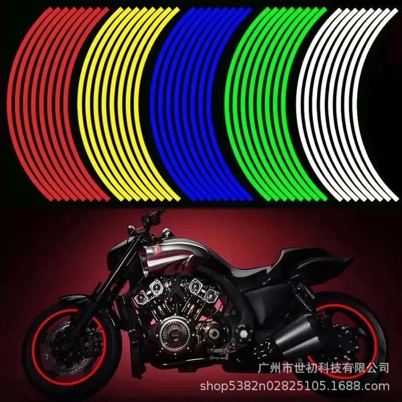 Car Wheel Hub Strip Reflective Off-Road Motorcycle Wheel Stickers and Decals 17/18 Inch Reflective Rim Tape
