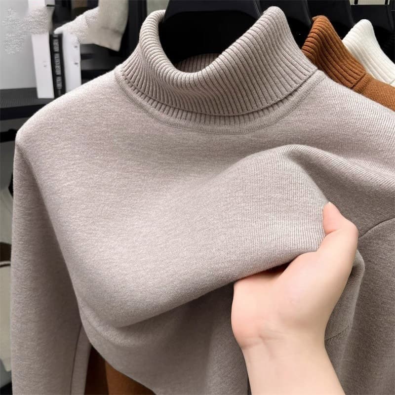 Men's All-in-One Fleece High-Neck Sweater for Fall and Winter, Thickened Thermal Base Layer Knit Pullover
