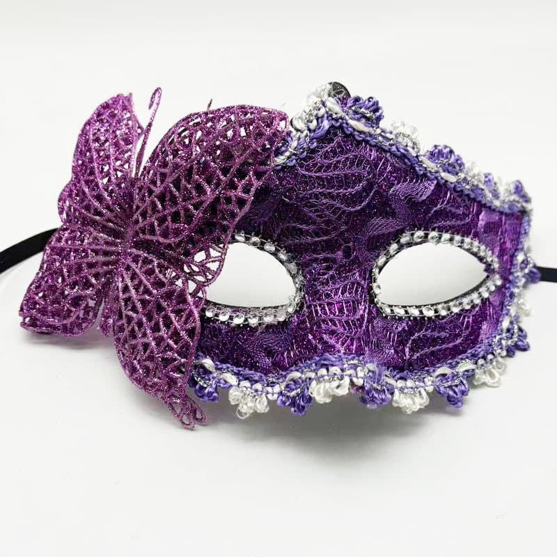 Venice Halloween Side Butterfly Mask Roman Column Dragon Pattern Exquisite Handheld Eye Mask Factory Direct Cross-Border Supply