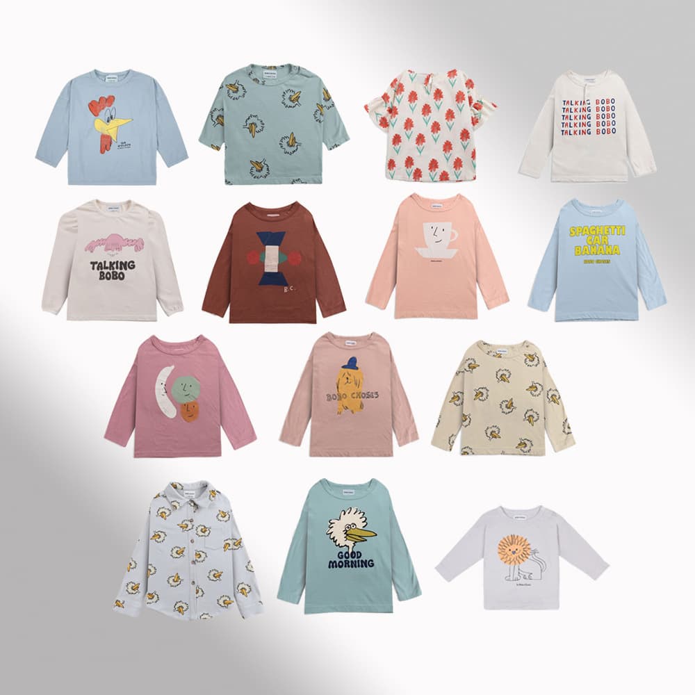 Special Offer BOBO CHOSES 100% Cotton Printed Long-Sleeve T-Shirt for Boys and Girls, Baby and Toddler Clothing, Spring Autumn Winter, Wholesale