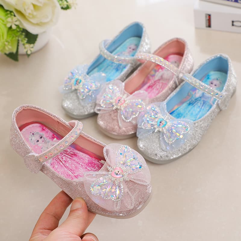 Girls' Leather Shoes 2025 Spring New Style Princess Elsa Flats Soft Sole Toddler Shoes