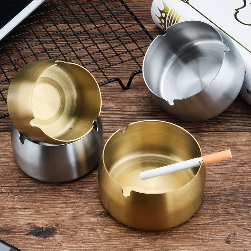 Stainless Steel Ashtray, Windproof and Shatterproof Large Ashtray for Home Use, Creative Gift for Restaurants and Internet Cafes