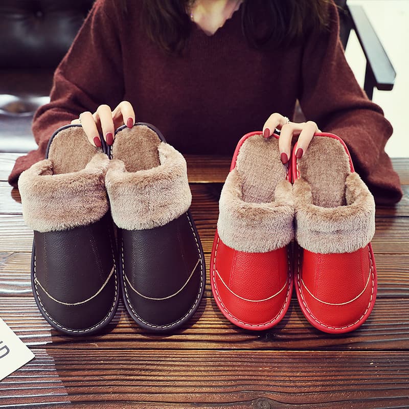 Cotton Slippers Thick Bottom Household Thickened Warm Non-slip Home Couple Slippers Indoor Leather Slippers