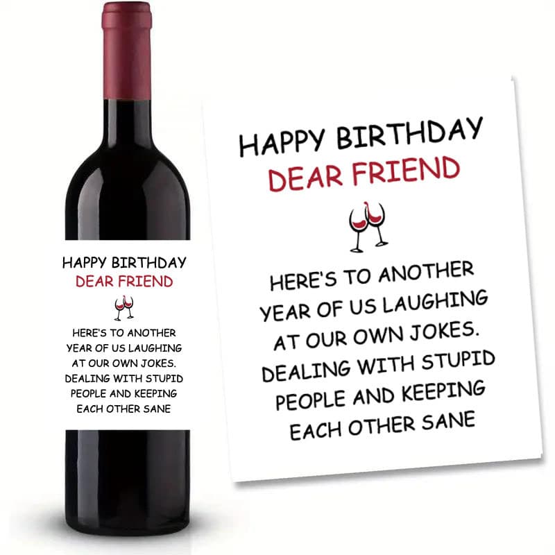 6 Fun Happy Birthday Bottle Labels, Funny Birthday Gifts for Friends