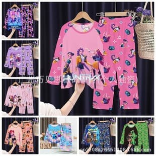 Children's Pajamas Long Sleeve for Girls, Spring/Autumn Thin Style, Witch Hunter Team Autumn Collection, Cartoon for Older Kids, Girls' Homewear Wholesale