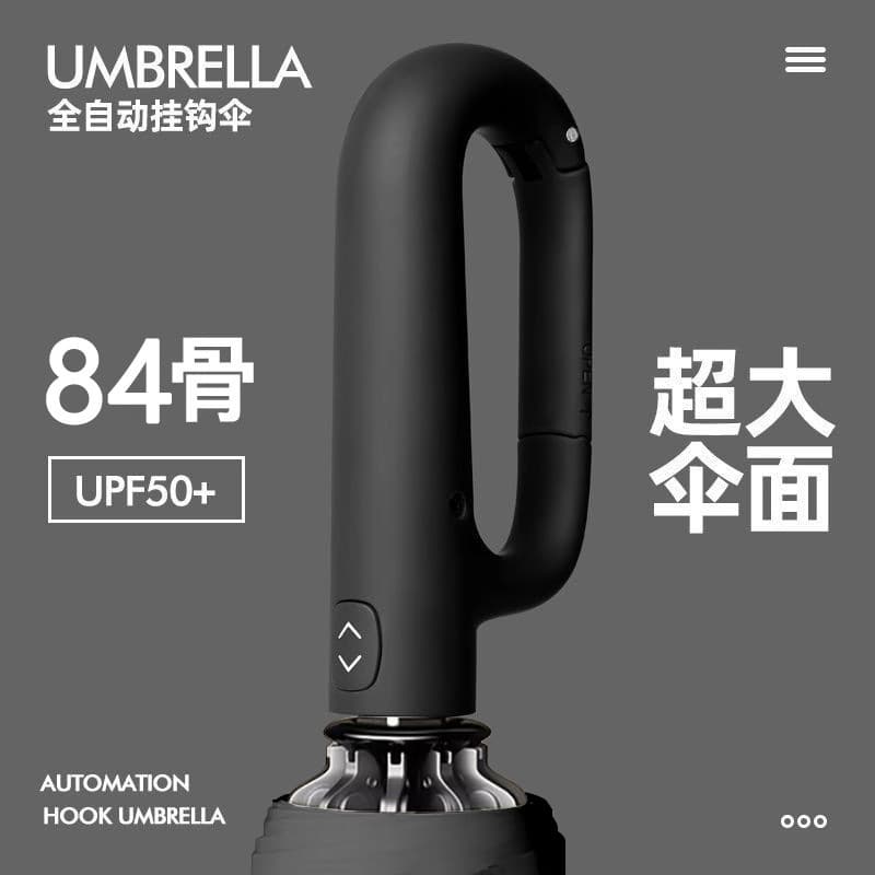 72-rib fully automatic buckle umbrella, portable enlarged thickened reinforced men's hook foldable for sunny and rainy days, women's exclusive.