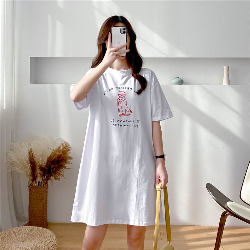8547 Maternity Nursing Nightgown Summer Short Sleeve Loose Thin Dress Postpartum Breastfeeding Clothes
