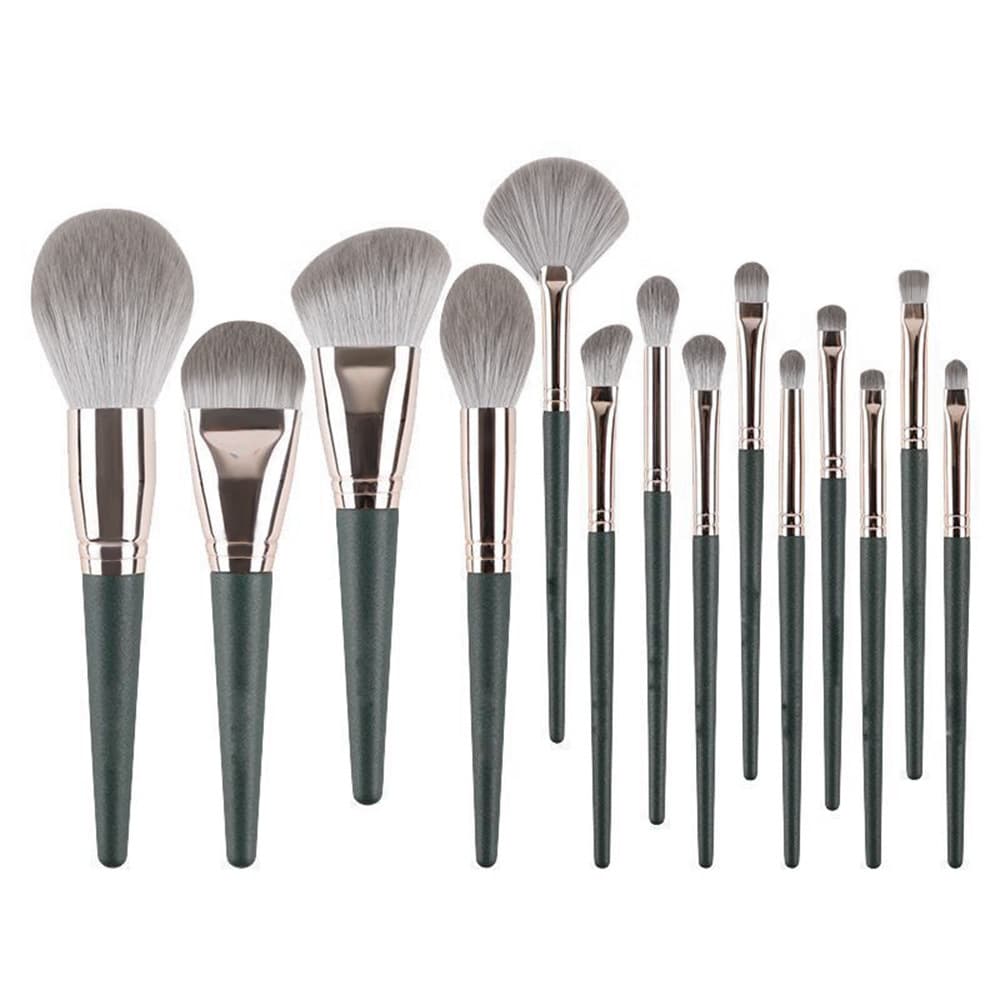 Green Cloud 14-Piece Makeup Brush Set Ultra Soft Beginner Full Set Powder Brush Foundation Brush Beauty Tools
