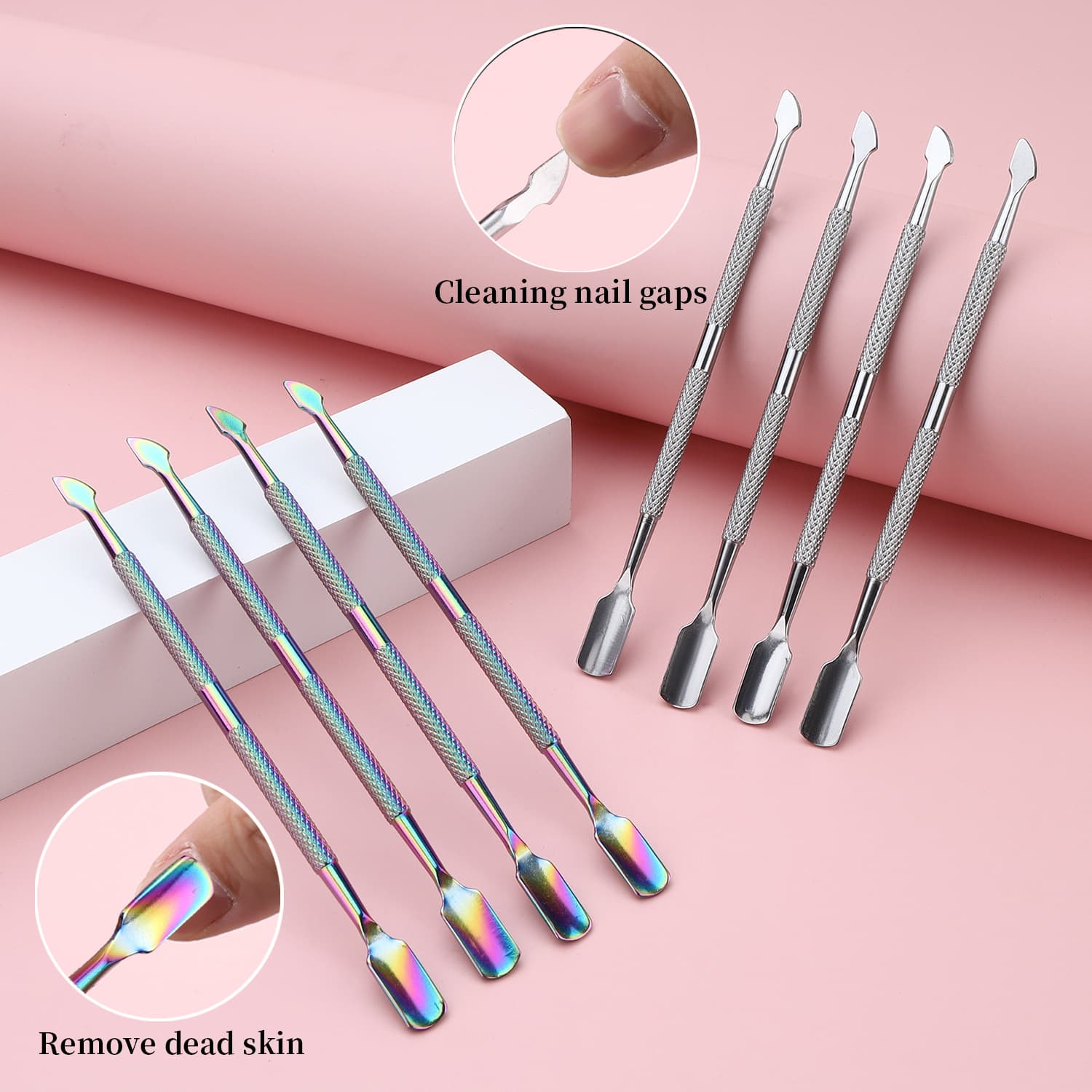 Stainless Steel Nail Cuticle Pusher Double-Ended Nail Tool 9005 Steel Pusher Nail Remover Steel Pusher Manicure Care Tool