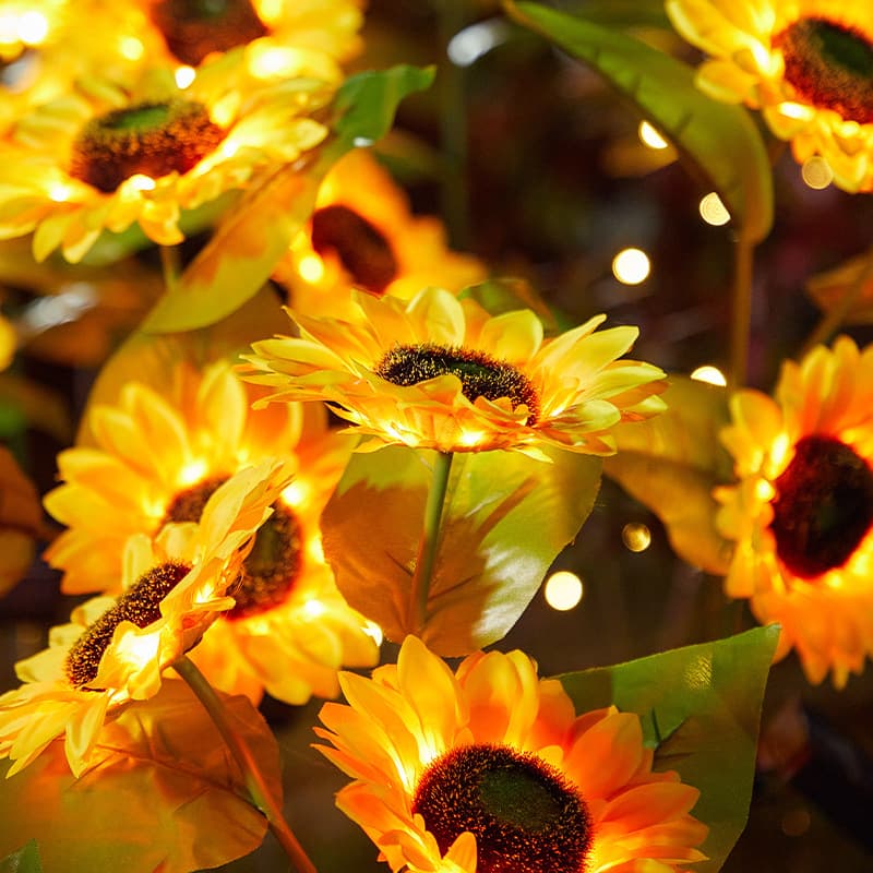 Colorful Sunflower Solar LED String Lights Outdoor Garden Decoration Flower Christmas Ground Insert Copper Wire Lights