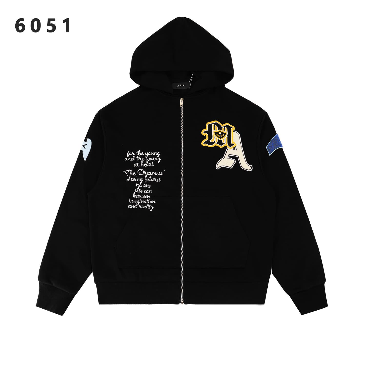 26ss cross-border foreign trade autumn and winter amiri beauty trend letter bone print high street casual hooded long-sleeved sweatshirt