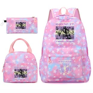 Cross-border New Katseye Backpack for Primary School Students, Preppy Style School Bag Travel Backpack 3-Piece Set
