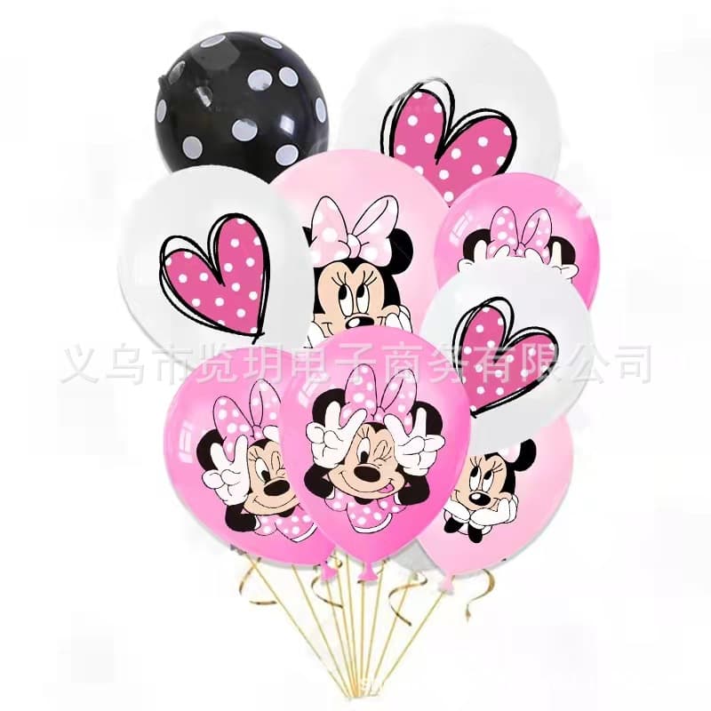 New Mickey Minnie Mouse Baby Girl Birthday Party Decoration 12-inch Latex Balloon Set
