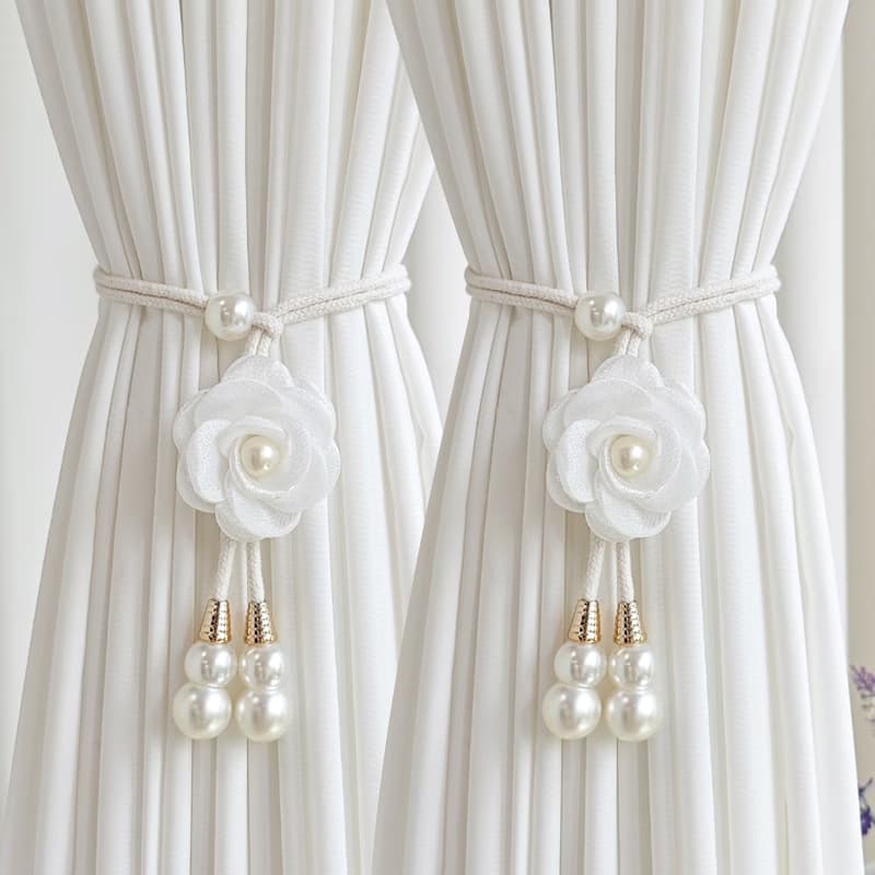 Cross-border pearl flower curtain buckle strap modern simple adjustable gauze curtain strap fixed buckle collection tie
