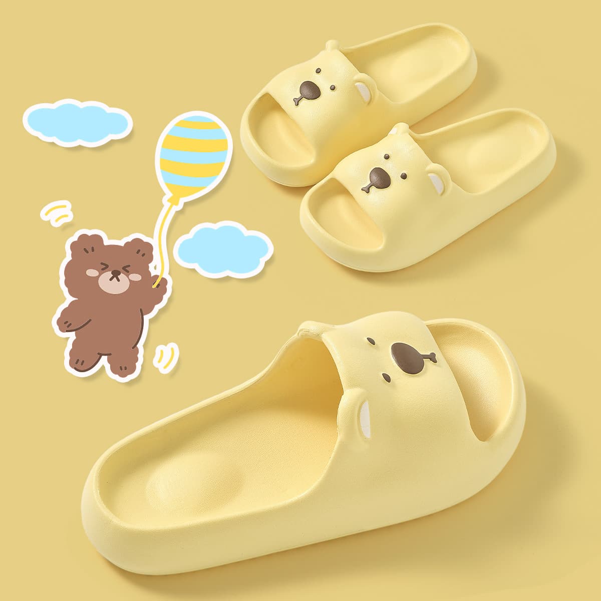 Cute bear children's sandals for girls summer indoor home non-slip bathroom bath new parent-child sandals for women