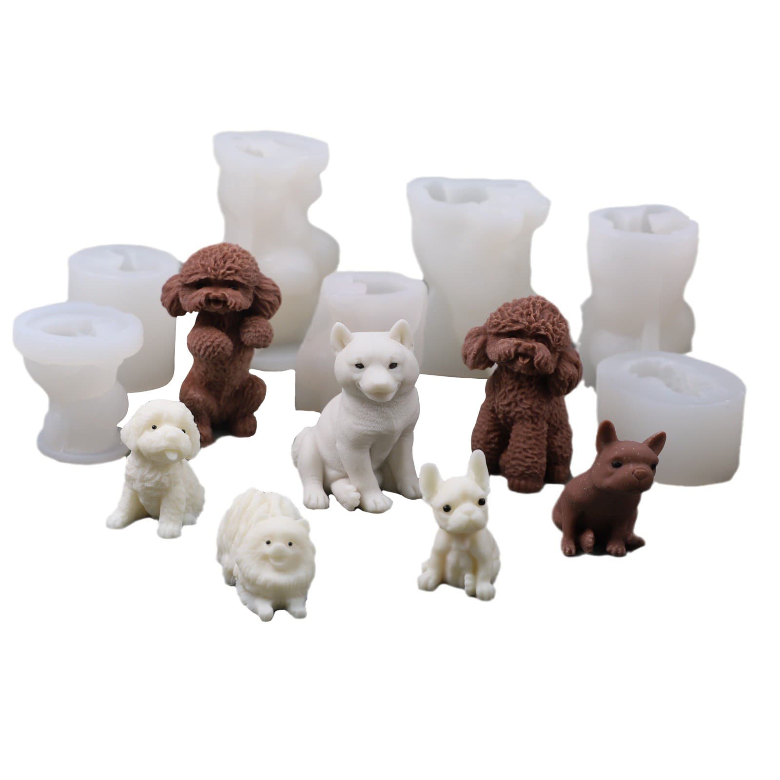 3D Teddy Shiba Inu Dog Series Aromatherapy Candle Silicone Mold DIY Scented Plaster Animal Figurine Mold