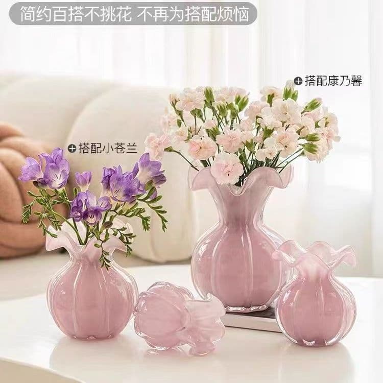 Simple glass vase with good looks, vase flower arrangement in guest restaurant model room, high-end decorative ornaments, ins style
