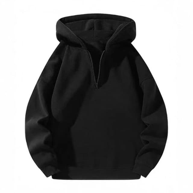 Amazon Cross-Border Quarter-Zip Hoodie Loose Athletic Sweatshirt No Pocket Solid Color Plain Hoodie
