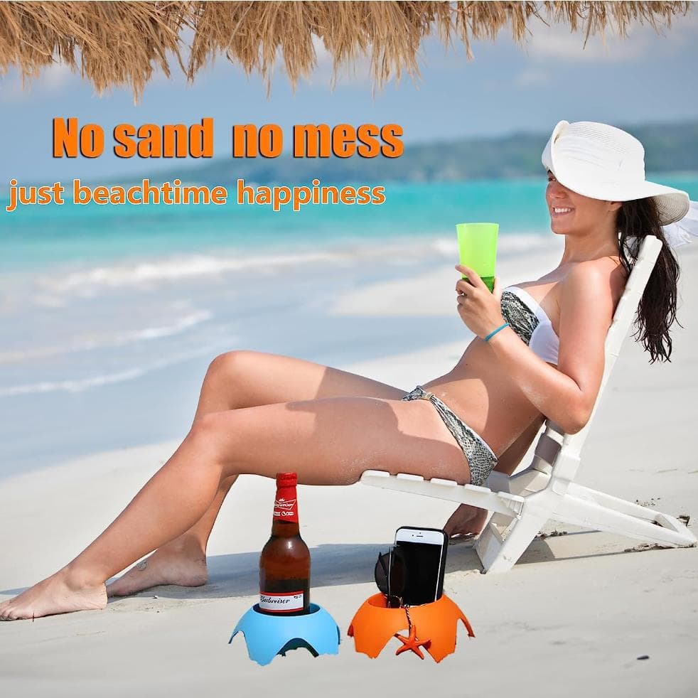 New Beach Cup Holder Tray, Portable Beach Cup Holder