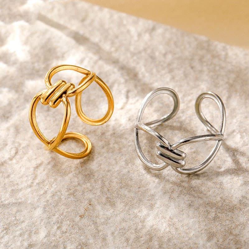 Ins minimalist geometric open ring, fashionable trend niche design adjustable stainless steel ring wholesale