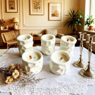 Cross-border Home Scented Candle, Long-lasting Fresh Fragrance, Smokeless Soy Wax, Gypsum Cup, Gift Decoration