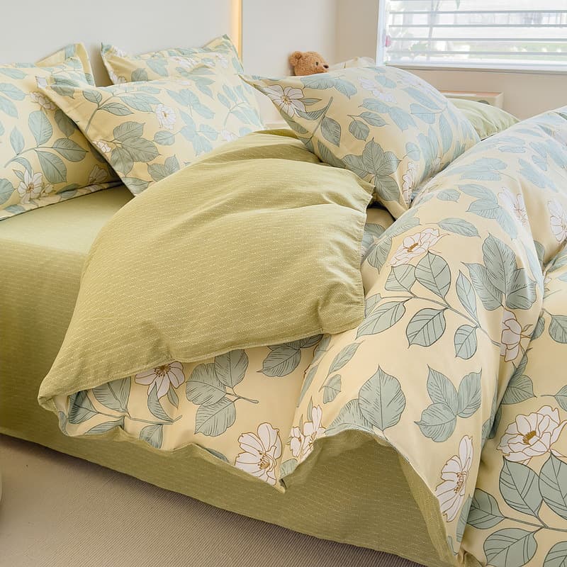 Simple Thickened Brushed Premium Four-Piece Set, Washed Cotton Sheet Duvet Cover, Dormitory Three-Piece Set, Bedding Wholesale