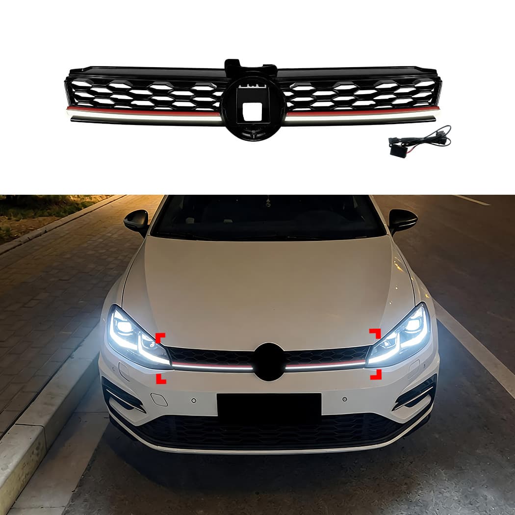 For Volkswagen Golf 7.5 Golf MK7.5 GTI-Style LED Illuminated Front Grille Mesh Modification