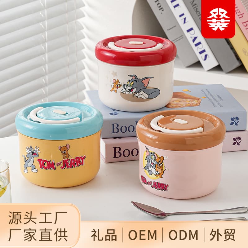 304 Stainless Steel Tom and Jerry Lunch Box Sealed Leak-Proof Bento Box Large Capacity for Students and Office Workers