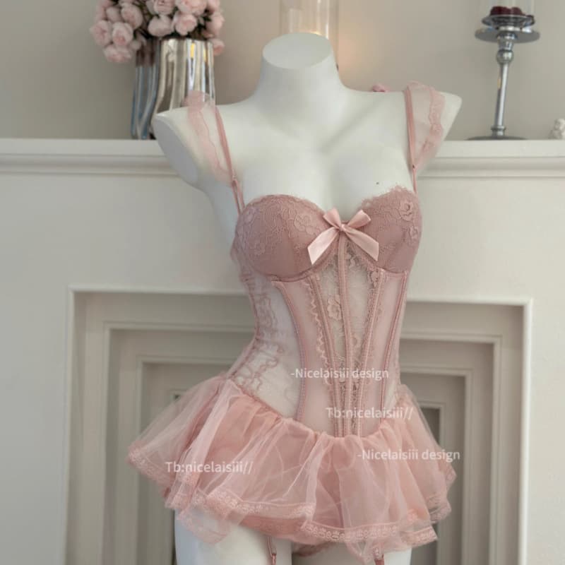 Sugar Island Clothing Sexy Lingerie Sexy Lace Pad Pajamas Wire Vest Puff Skirt Uniform Cover Pure Desire Pretend to Sleep