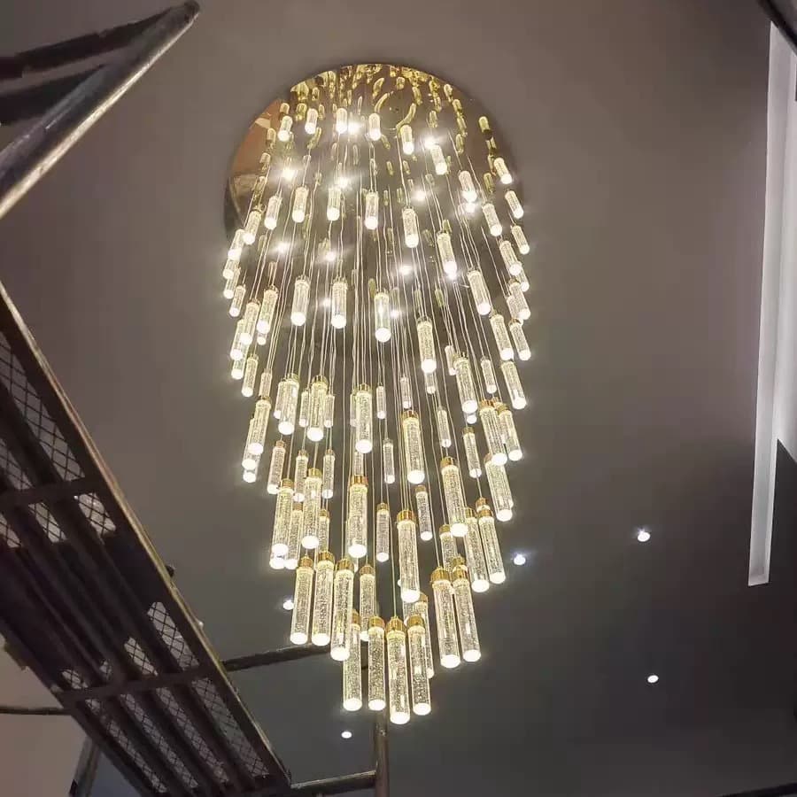 2026 New Duplex Hollow Large Chandelier Villa Living Room Crystal Light Self-Built House Loft Apartment High Ceiling Pendant Light
