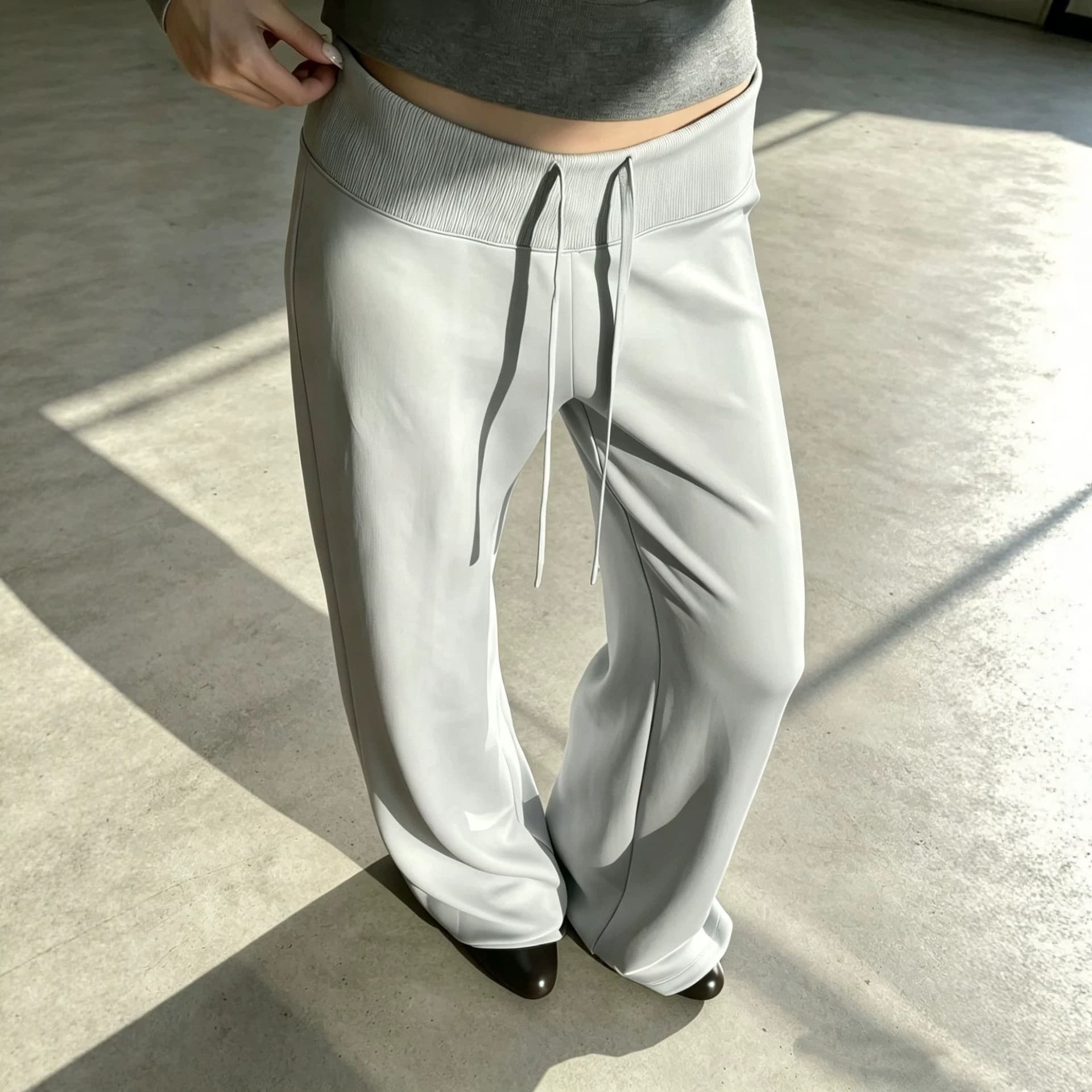 Draped Wide-Leg Relaxed Yoga Pants with 79% Lyocell, High Elastic Waistband, Drawstring, Long Length, Model 6309