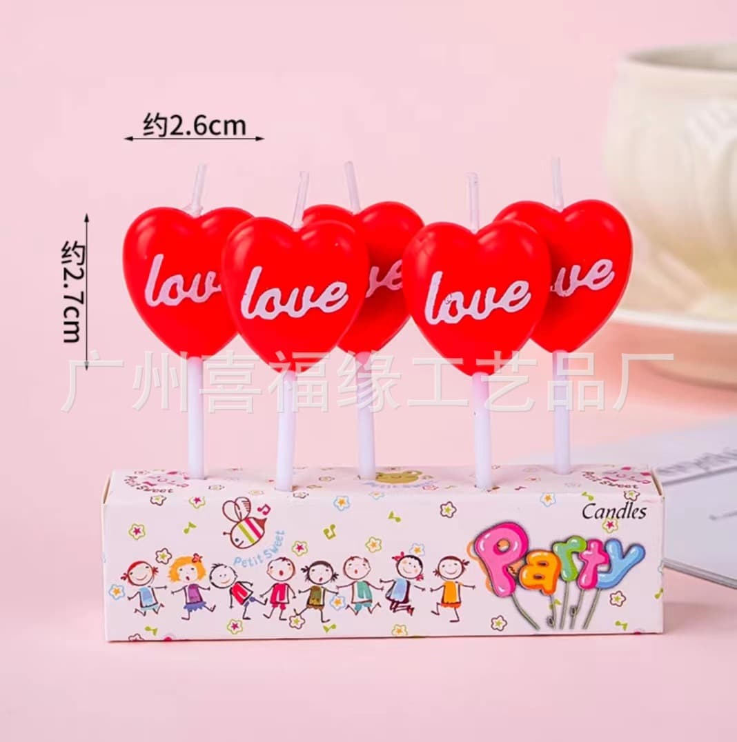 Heart-shaped Valentine's Day Candle, Cute Candy Heart Candle, Birthday Candle, Birthday Party Cake Candle, Love Heart