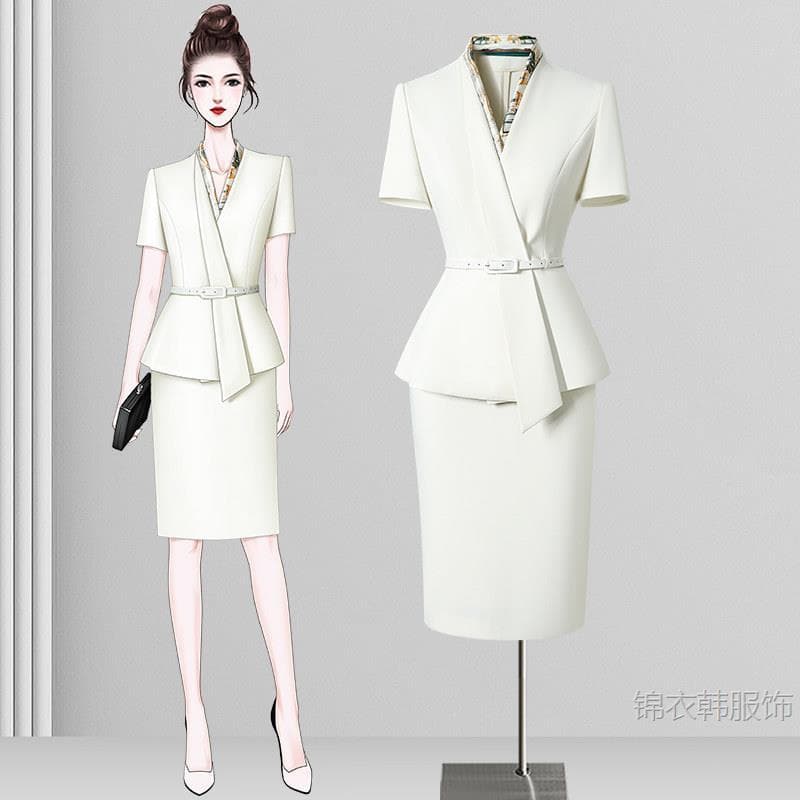 Summer professional suit for women, thin formal occasion suit skirt, commuter high-end beauty industry beautician work clothes