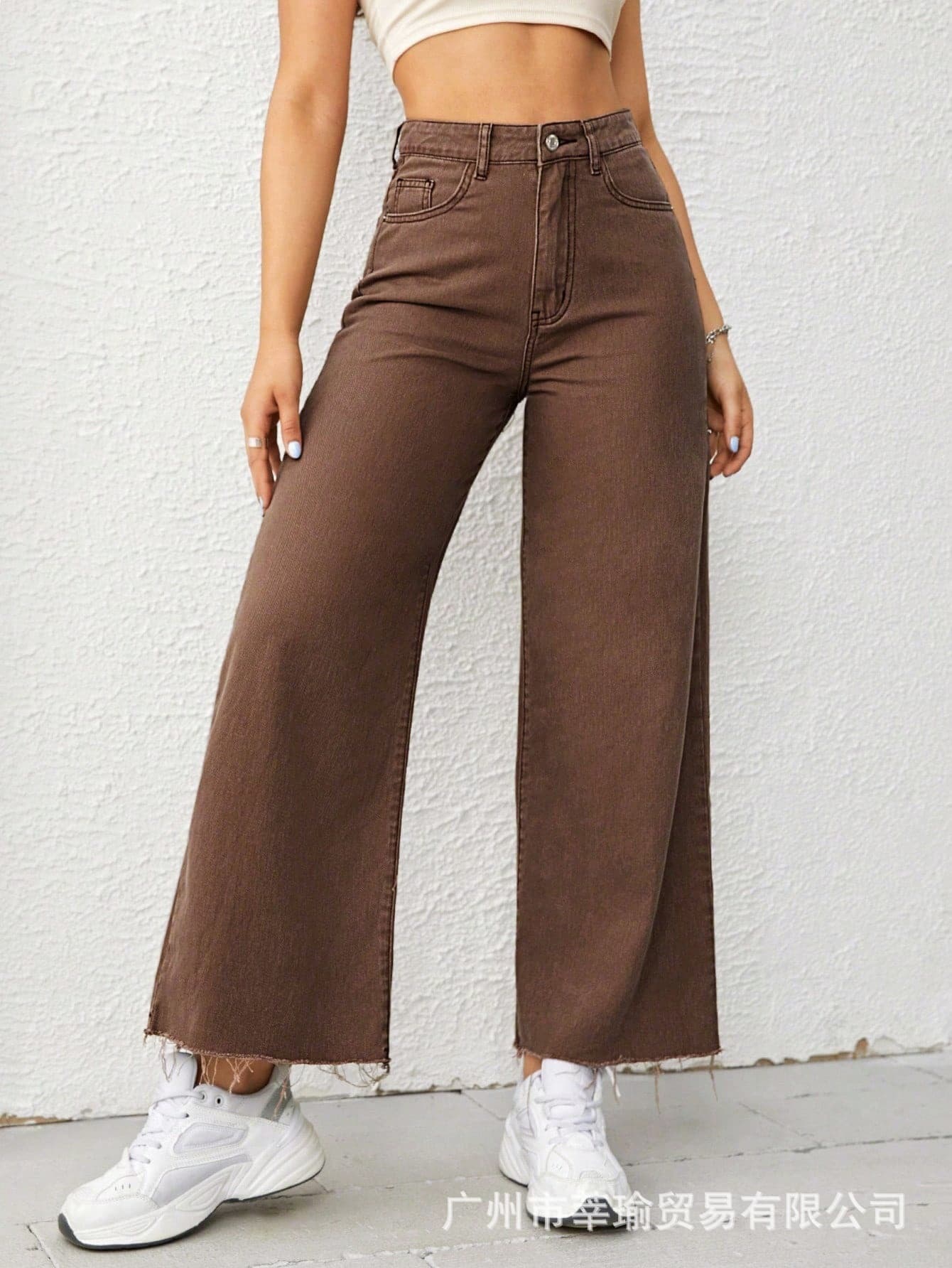 European and American Fashion Women's Casual Pants Amazon Cross-border Hot Selling New Versatile Solid Color Flared Wide Leg Pants Women In Stock