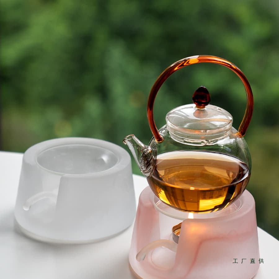 High borosilicate glass teapot with candle warming base, crystal tea warmer, fair cup, constant temperature heating stove