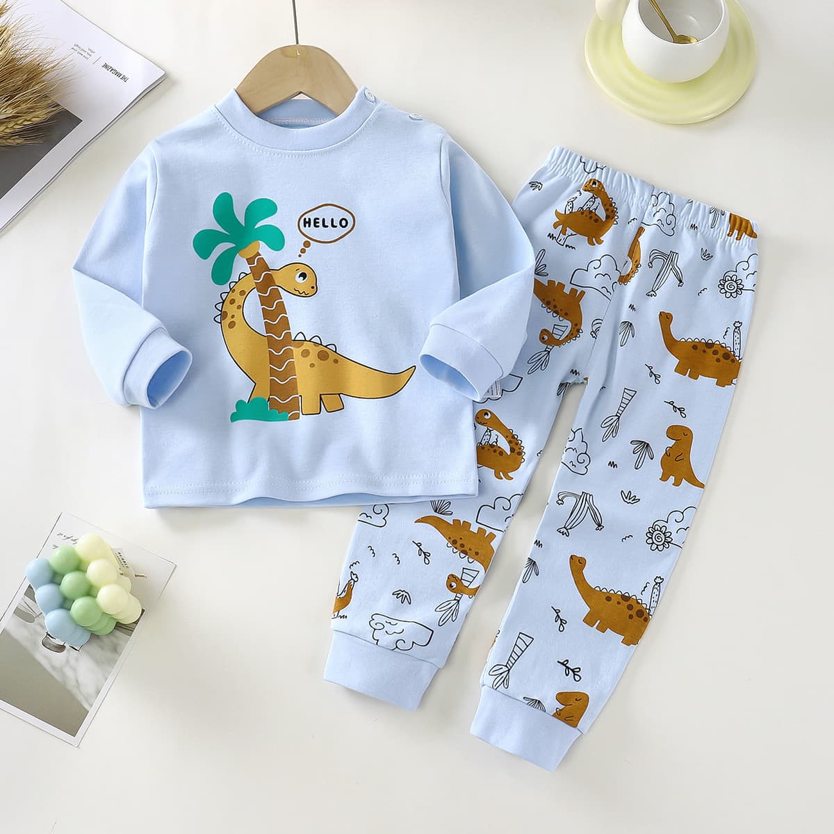 Children's Cotton Underwear Set, New Autumn Style, Boys' Home Wear, Baby Warm Girls' Autumn Long-Sleeve Top and Bottom